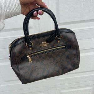 Coach Brown and Black Signature Satchel